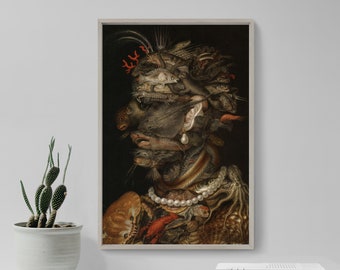 Giuseppe Arcimboldo - Four Elements / The Allegory of Water (1566) - Painting Photo Poster Print Art Home Wall Decor Giclée - Fish Face