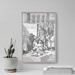 Gustave Dore - Zedekiah&#39;s Sons are Slaughtered Before his Eyes (1866) - Drawing Photo Poster Print Art Gift Museum Gallery Giclee Bible