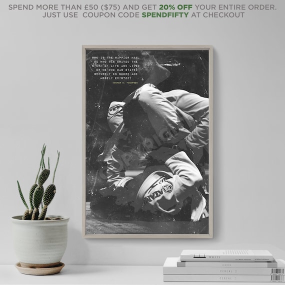 Jiu Jitsu Motivational Print 01 Who Is The Happier Etsy