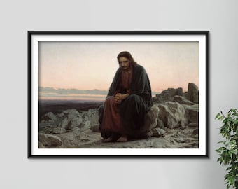 Ivan Kramskoi - Christ in the Desert (1872) - Painting Photo Poster Print Art Gift Home Museum Giclée - Jesus Fasting 40 days 40 nights