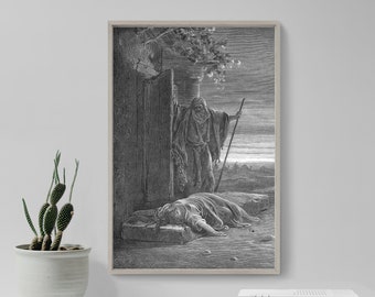 Gustave Dore - A Levite Finds a Woman's Corpse (1866) - Classic Drawing Photo Poster Print Art Gift Home Body