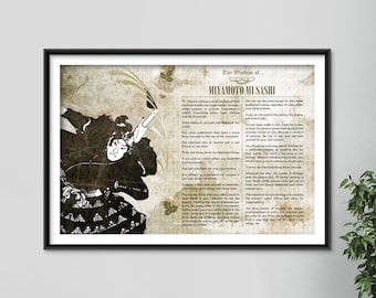 The Wisdom of Miyamoto Musashi - Original Art Print Featuring His Greatest Quotes  - Beautiful Glossy Photo Poster Gift Book of Five Rings 5