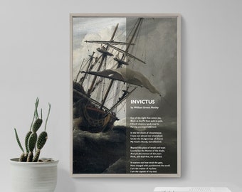 William Ernest Henley Poem - Invictus - Ship in Storm #2 - Poster Original Art Print Photo Wall Home Decor - I am the Captain of my Soul
