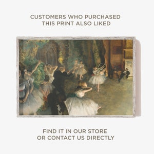 May include: A painting of a ballet class in a studio. The dancers are wearing white tutus and are in various poses. The painting is done in a realistic style and has a warm color palette.