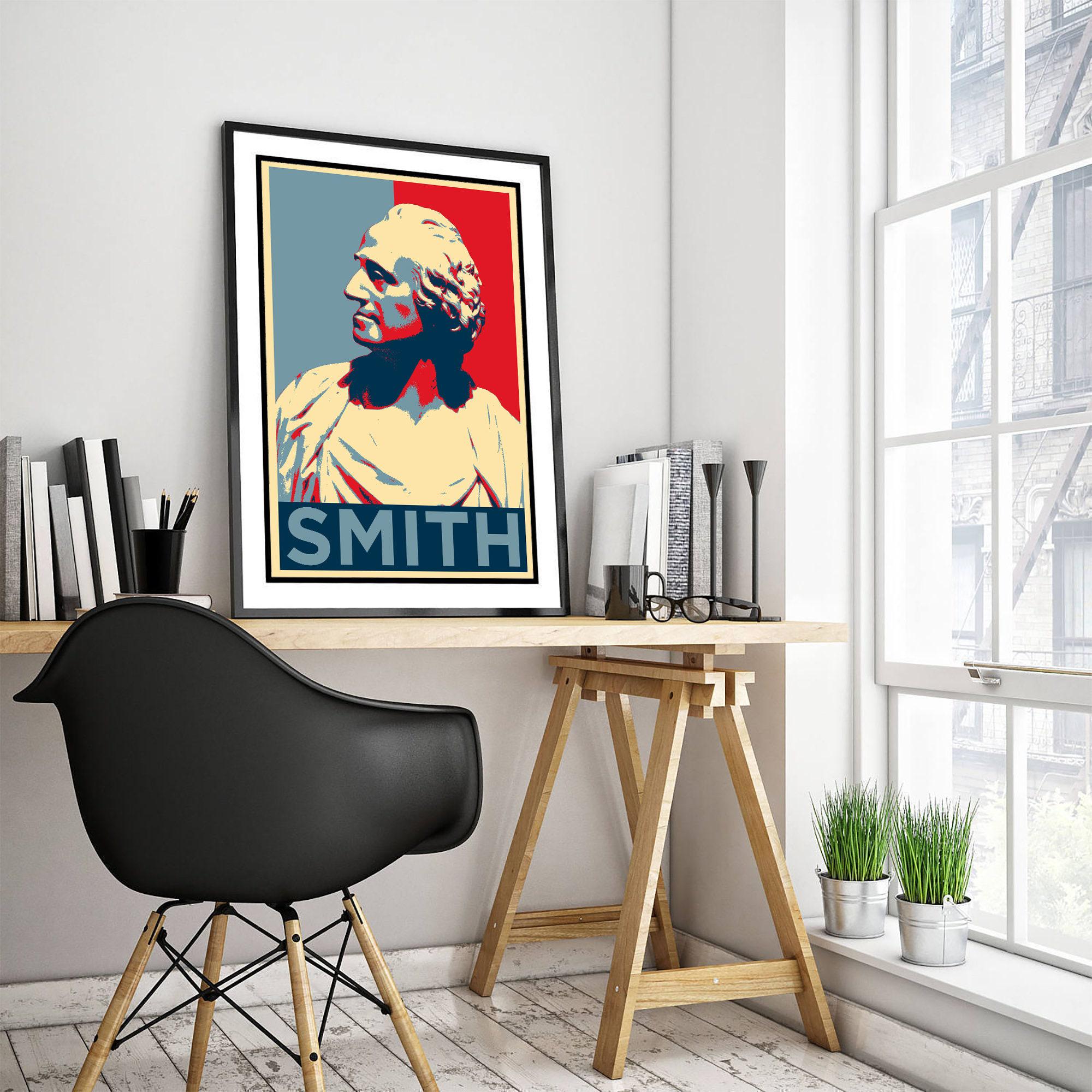 Adam Smith Original Art Print - Economist Poster, Wealth of Nations ...