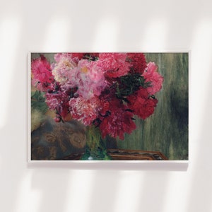 Lawrence Alma-Tadema - Japanese Peonies (1880) - Classic Painting Photo Poster Print Art Gift Wall Decor Museum Giclee - Pink Purple