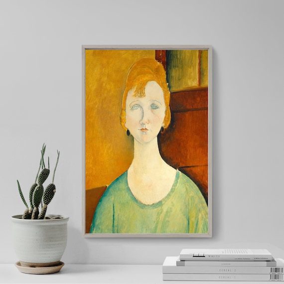 Amedeo Modigliani - Girl in a Green Blouse (1917) - Classic Painting Photo Poster Print Art Gift Wall Home Decor