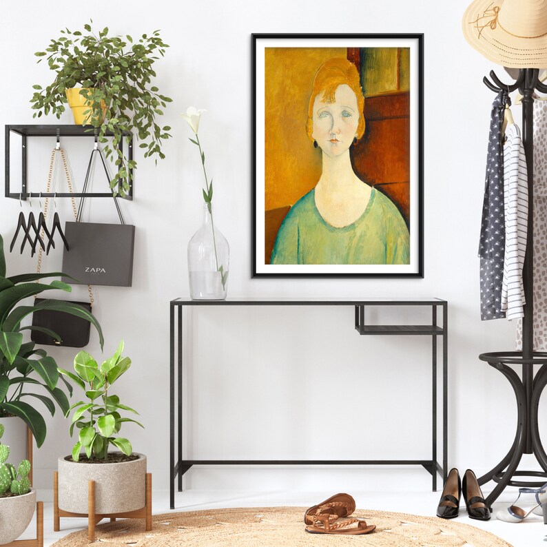 Amedeo Modigliani - Flicka i grön blus (1917) - Klassisk målning Fotoaffisch Konstgåva Väggdekoration Heminredning bild 4