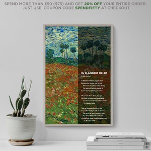 In Flanders Fields Poem by John McCrae - Van Gogh Painting - Art Print Poster Gift Photo Quote Wall Home Decor UNFRAMED