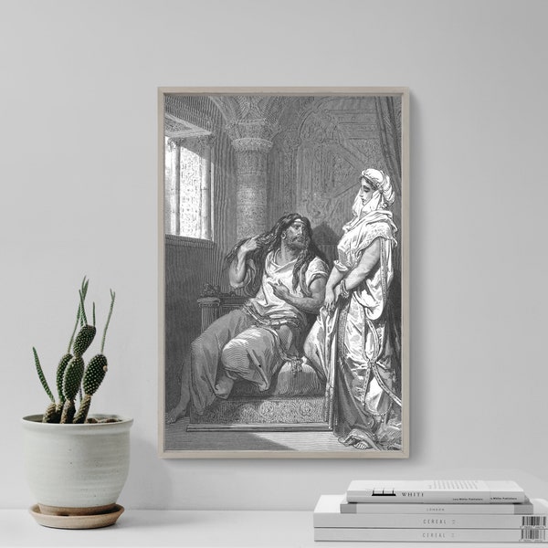 Gustave Dore - Samson and Delilah (1866) - Drawing Photo Poster Print Art Gift Home Museum Gallery Giclee Bible