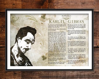 Kahlil Gibran Greatest Quotes - Original Art Print Featuring His Deepest Wisdom - Beautiful Glossy Photo Poster Gift The Prophet Poet Poetry