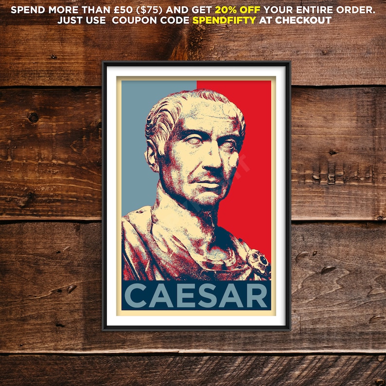 Julius Caesar Original Art Print - Photo Poster Gift Rome Emperor Gaius ...
