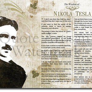 K&ouml;nnte beinhalten: Ein Vintage-Bild von Nikola Tesla, einem ber&uuml;hmten Erfinder und Ingenieur, mit einem Zitat &uuml;ber die Geheimnisse des Universums. Das Zitat lautet: "Wenn du die Geheimnisse des Universums finden willst, denke in Begriffen von Energie, Frequenz und Schwingung." Das Bild ist in Braun- und Wei&szlig;t&ouml;nen gehalten und hat eine Grunge-artige Textur.