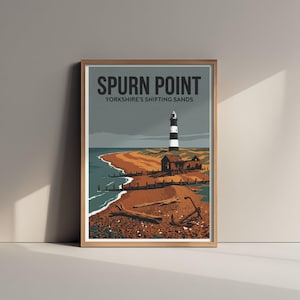 Reseaffisch med Spurn Point - Konsttryck från Yorkshire Coast - Retro screentryck - Eerie Edgelands 2/3