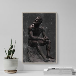 Boxeador en reposo - Póster Arte Impresión Foto Pared Decoración del hogar - El boxeador de bronce, El boxeador de Terme, Boxeador del Quirinal, Escultura griega, Estatua