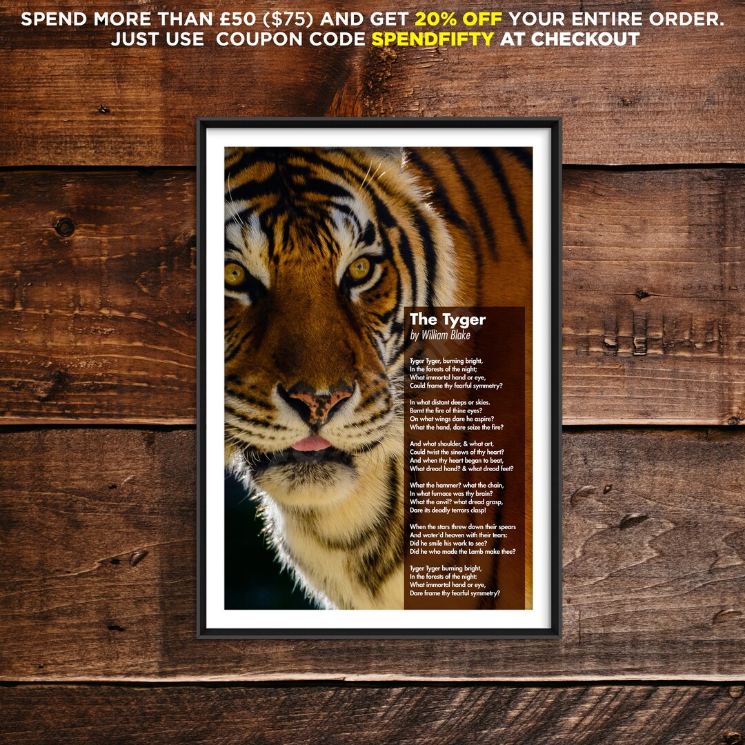 William Blake Poem the Tyger Poster Original Art Print Etsy UK