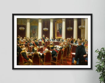Ilya Repin - Ceremonial Sitting of the State Council on 7 may 1901 (1903) - Classic Painting Photo Poster Print Art Gift Home Wall Decor
