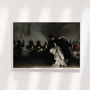 John Singer Sargent - El Jaleo (1882) - Painting Photo Poster Print Art Gift Museum Giclée - Dancing Music Musicians Shadows Dark Club