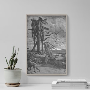 Gustave Dore - Rizpah&#39;s Kindness Toward the Dead (1866) - Drawing Photo Poster Print Art Gift Home Museum Gallery Giclee Bible