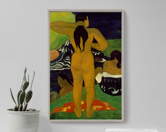 Paul Gauguin - Tahitian Women Bathing (1892) - Reproduction of a Classic Painting - Photo Poster Print Art Gift - Tahiti French Polynesia