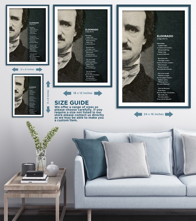 Edgar Allan Poe Poem Eldorado Poster Original Art Print - Etsy