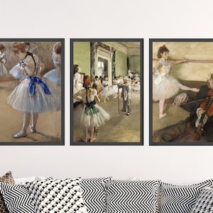 Set of Three Edgar Degas Ballet Prints - 3 Classic Paintings - Photo Poster Wall Art Gift Giclée Museum Quality - Class Dance Lesson Dancer