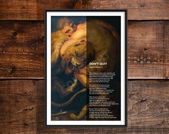 Don't Quit Poem - The Fight - Art Print Poster Gift Photo Quote Wall Home Decor Motivation Motivational Inspiration Painting Poetry Beast