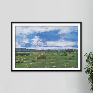 Vincent Van Gogh - Wheatfields with Sheaves (1888) - Art Print Painting Poster Wall Decor - Goff Green Fields