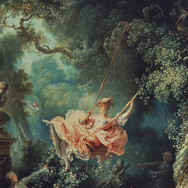 Jean-Honoré Fragonard - The Swing (1767) - Reproduction of a Classic Jean Honore Fragonard Painting - Photo Poster Print Art Gift - Romance