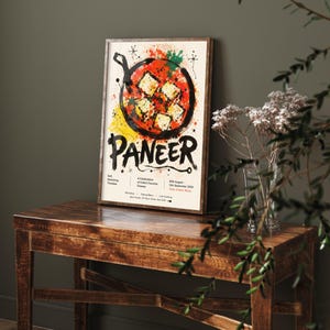Puede incluir: Un póster rectangular con una vibrante ilustración abstracta en acuarela de paneer en una sartén. El texto dice PANEER, Soft, Satisfying, Timeless, A Celebration of India's Favorite Cheese, 20th August - 15th September 2024, Taste, Create, Share.