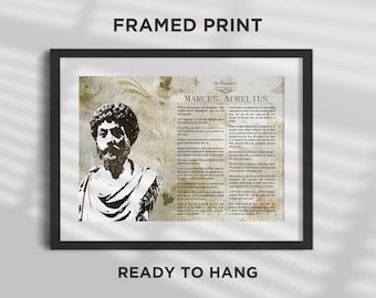 STAMPA INCORNICIATA - Le più grandi citazioni di Marco Aurelio - Poster fotografico artistico, regalo, decorazione murale per la casa, meditazioni stoiche - Cornice nera pronta per essere appesa