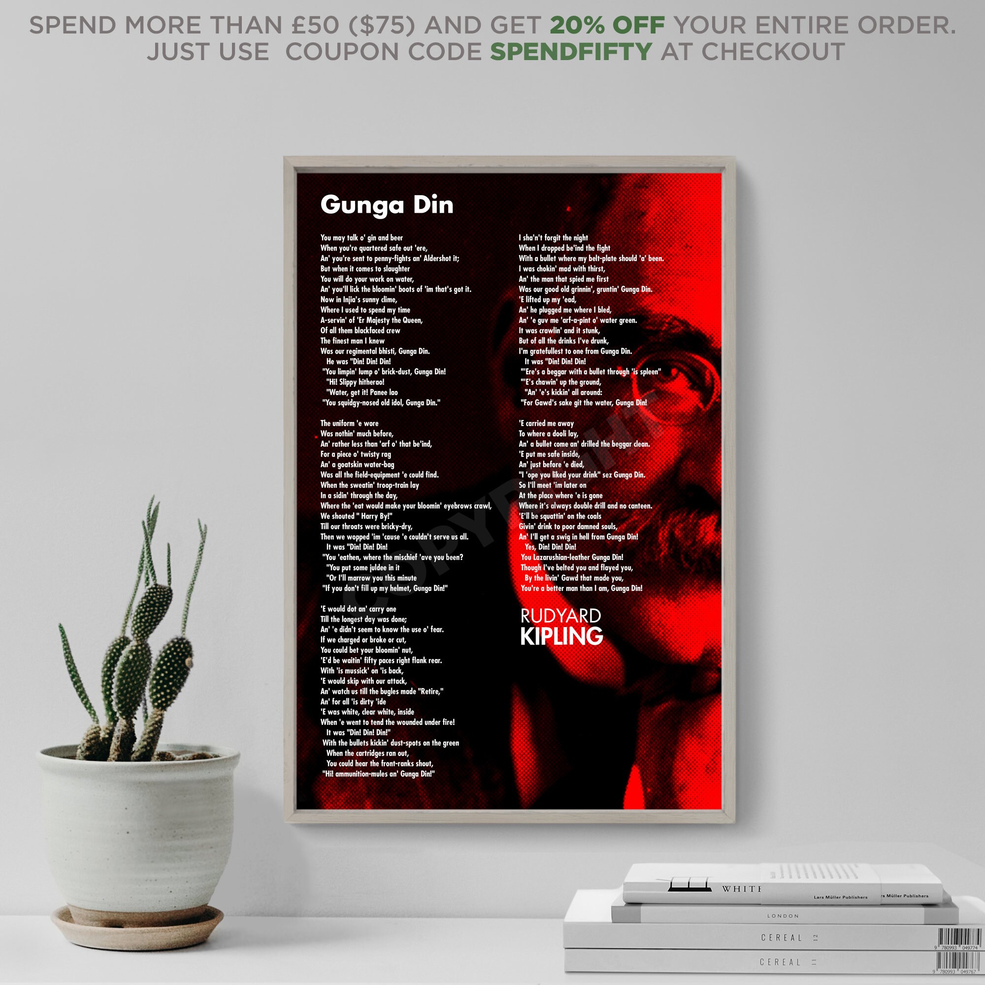 Rudyard Kipling Poem Gunga Din Poster Original Art Print Etsy UK