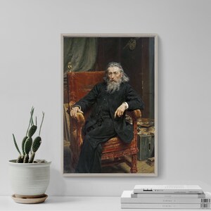Jan Matejko - Self-Portrait (1892) - Classic Painting Photo Poster Print Art Gift Wall Home Decor Museum Giclée - Bearded Artist Red Chair