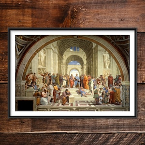 Raphael - The School of Athens (1511) - Classic Painting Photo Poster Print Art Gift Wall Home Decor