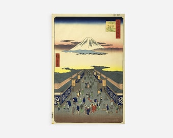 Utagawa Hiroshige - Surugacho from One Hundred Views of Edo (1856) - Painting Photo Poster Print Art Gift Giclée Japan Japanese Ukiyo-e