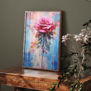 Painting of Roses With Colourful Background 4 - Art Print Poster Painting - Museum Quality Giclee Home Wall Décor