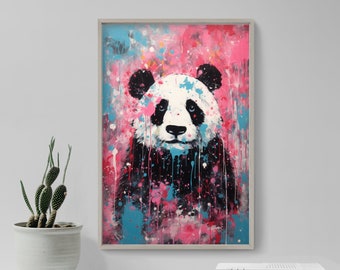 Panda Oil Painting Graffiti - Art Print Poster Painting - Museum Quality Giclee Home Wall Décor