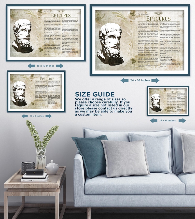 The Wisdom of Epicurus - Original Art Print Featuring His Greatest Quotes - Photo Poster Gift Poet Philosophy Greek Philosopher image 5