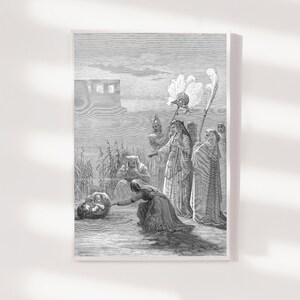 Gustave Dore - The Finding of Moses (1866) - Drawing Photo Poster Print Art Gift Museum Gallery Giclee Bible