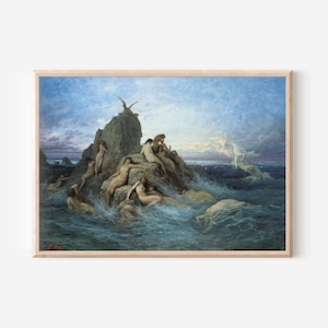 Gustave Dore - Oceanides or Naiads of the Sea (1869) - Drawing Photo Poster Print Art Gift Home Museum Gallery Giclee Bible Mature Naked