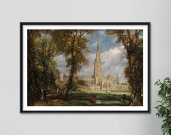 John Constable - Salisbury Cathedral from the Bishops Grounds (1823) - Reproduction of a Classic Painting - Photo Poster Print Art Gift