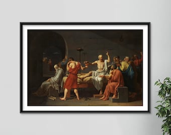 Jacques-Louis David - The Death of Socrates (1787) - Classic Painting Photo Poster Print Art Gift - Philosophy Painting, Socrates Painting