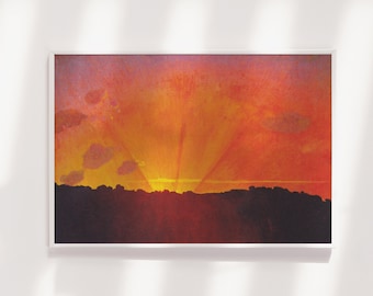 Felix Vallotton - Sunset Orange Sky (1910) - Classic Painting Photo Poster Print Art Gift - Fire, Golden, Red Dusk, Shepherds Warning