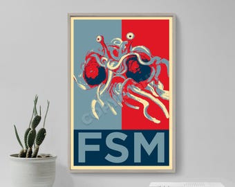 Original-Kunstdruck „Fliegendes Spaghettimonster“ – Fotoposter, Geschenk, Wanddekoration, Hoffnung – Atheismus, Atheist Richard Dawkins