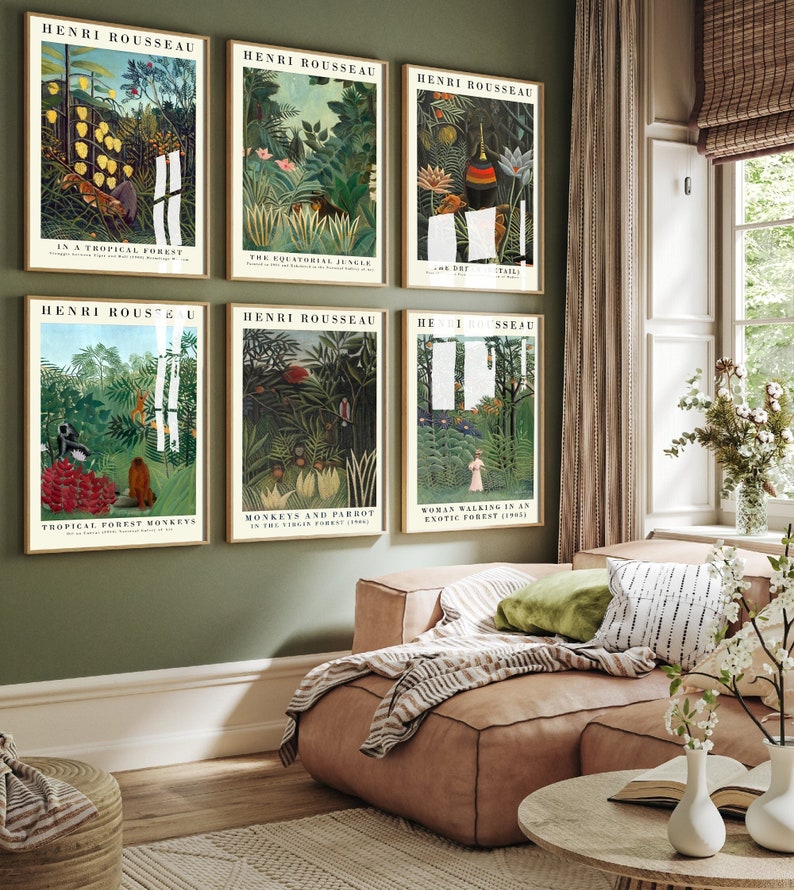 Set of Six Henri Rousseau Prints 6 Botanical Paintings Photo Poster Wall Art Gift Giclée Museum Quality Illustration The Dream Plants image 1