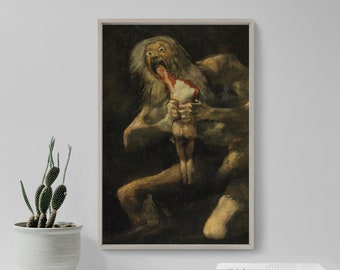 Francisco Goya - Saturn Devouring his Son (1823) - Classic Painting Photo Poster Print Art Gift Wall Home Decor - Titan Cronus