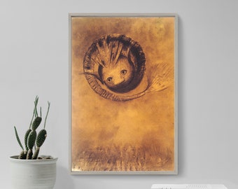 Odilon Redon - Chimera (1883) - Reproduction of a Classic Painting - Photo Poster Print Art Gift - Mask Sun Snail Monster Creature