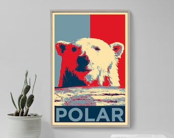 Polar Bear Original Art Print - Photo Poster Gift Wall Home Decor - Hope Parody Animal Lover White Poler Bare