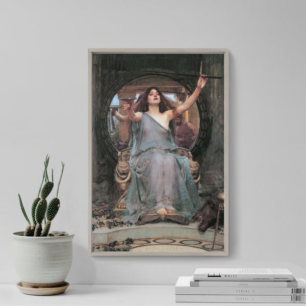 John William Waterhouse - Circe Offering the Cup to Odysseus (1891) - Classic Painting Photo Poster Print Art Gift Wall Home Decor
