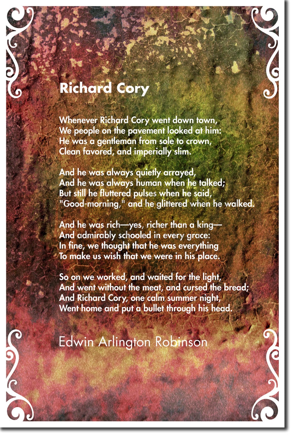RICHARD CORY Poem By Edwin Arlington Robinson Original Art Etsy